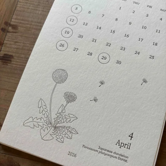 レタープレスカレンダー2026♪